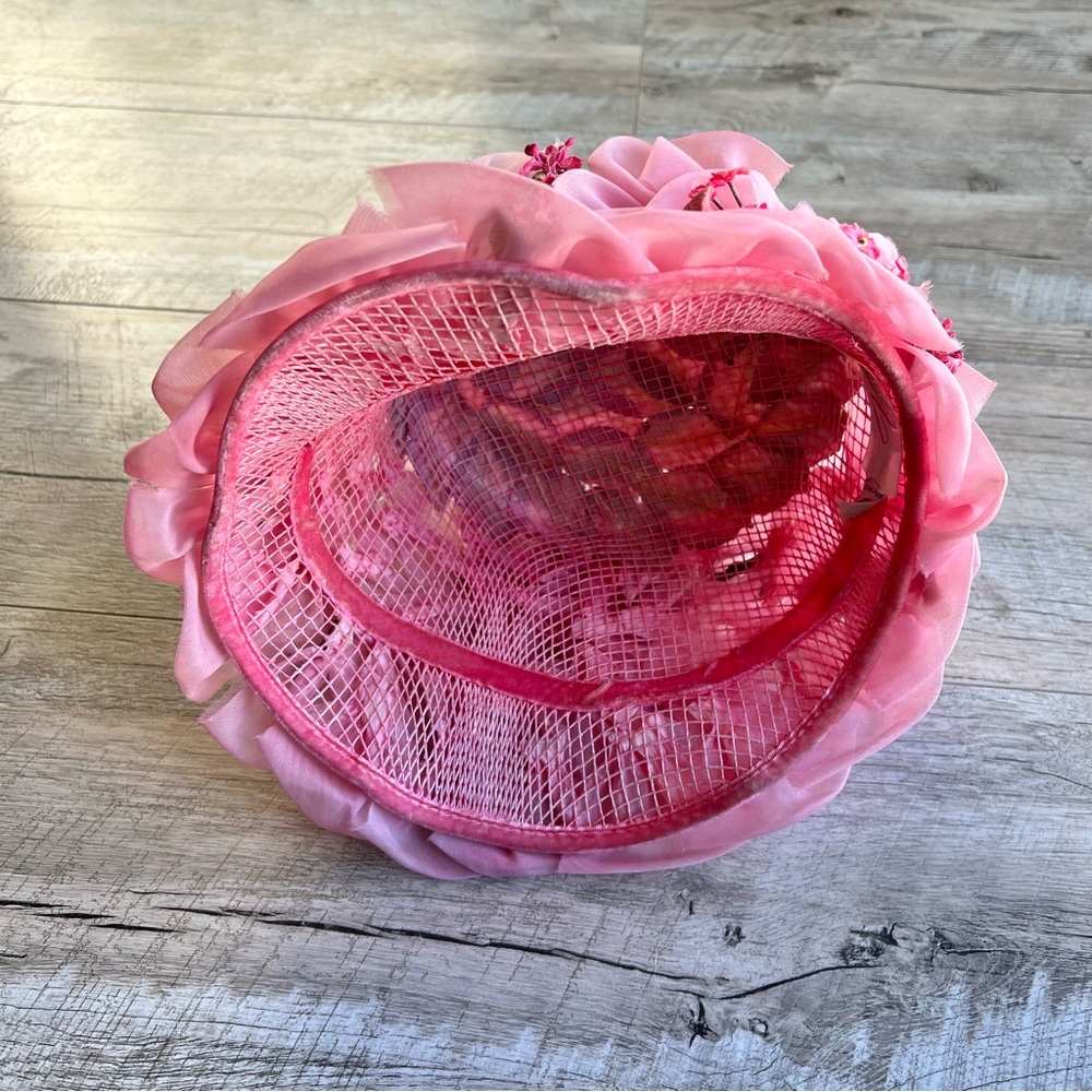 Rare Vintage 1950’s Valerie Modes Garden Party Caged Floral Pill Box Hat - Picture 9 of 9